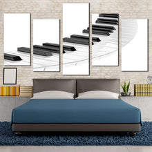 Load image into Gallery viewer, music piano canvas wall art piano digital art print white black piano keyboard spiral 5 piece canvas set For Bedroom
