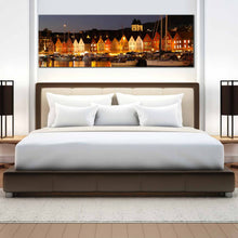 Load image into Gallery viewer, norway  city  panoramic  canvas  wall  art  bergen  orange  harbor  canvas  print  for  bedroom
