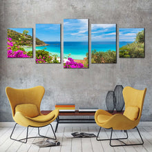 Load image into Gallery viewer, ocean beach canvas wall art italy green elba island canvas print tuscany blue ocean cavoli beach 5 piece canvas set In Your Living Room
