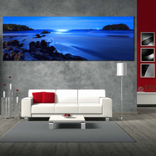Load image into Gallery viewer, ocean  rocks  canvas  wall  art  blue  sky  ocean  beach  1  piece  canvas  print  green  brown  ocean  mountain  canvas  artwork In Living Room
