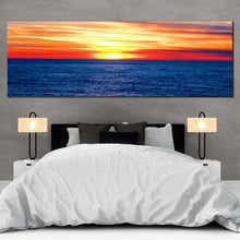Load image into Gallery viewer, ocean  sky  canvas  print  yellow  red  sunset  ocean  panoramic  canvas  wall  art  dramatic  blue  seascape  waves  canvas  artwork For Bedroom
