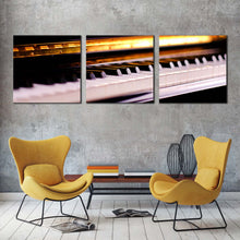 Load image into Gallery viewer, piano  lesson  canvas  print  orange  piano  close  up  3  piece  multi  canvas  artwork  white  piano  keyboard  notes  canvas  wall  art For Living Room
