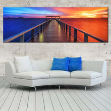 Load image into Gallery viewer, pier  close  up  ocean  water  sky  sunset  panoramic  canvas  prints In Living Room
