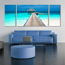 Load image into Gallery viewer, pier with water bungalow maldives 3 piece wall art decor For Living Room
