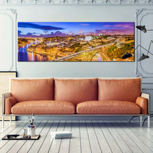 Load image into Gallery viewer, portugal  city  canvas  print  yellow  blue  dom  luis  bridge  panoramic  canvas  wall  art  portugal  douro  river  for Living Room
