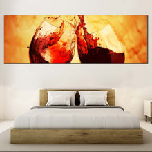 Load image into Gallery viewer, red  Wine  Glasses  in  orange  yellow  background  large  canvas  prints For Living Room

