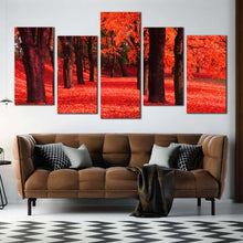 Load image into Gallery viewer, red forest landscape 5 piece wall art For Living Room
