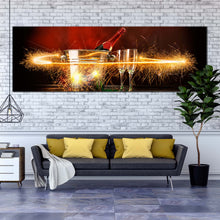 Load image into Gallery viewer, romantic  champagne  canvas  wall  art  red  champagne  bottle  bucket  1  piece  canvas  print  yellow  champagne  firework  canvas  artwork For Living Room
