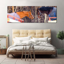 Load image into Gallery viewer, romantic  horse  canvas  wall  art  brown  and  white  horses  1  piece  canvas  print  pair  of  horses  canvas  artwork For Bedroom
