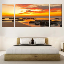 Load image into Gallery viewer, sand  Ocean  rocks  at  Dawn  Triptych  Decor For Bedroom
