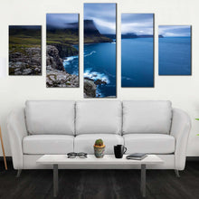 Load image into Gallery viewer, scotland sea canvas wall art duirinish peninsula green ocean landscape 5 piece canvas print uk blue ocean seascape multi canvas artwork In Living room
