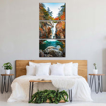 Load image into Gallery viewer, senga  waterfall  canvas  wall  art  japan  colorful  sengataki  fall  3  piece  canvas  print  northern  kofu  arakawa  river  waterfall  canvas  set For Bedroom
