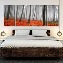 Load image into Gallery viewer, serenity  in  the  rainforest  canvas  wall  art  red  grass  gray  rain  3  piece  canvas  print  for  bedroom
