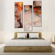 Load image into Gallery viewer, smoke  texture  wall  art  embossed  fractal  triptych  canvas  set  orange  white  fractal  abstract  3  piece  canvas  print For Bedroom
