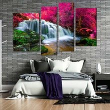 Load image into Gallery viewer, stunning waterfall canvas print colorful nature forest 4 piece canvas wall art beautiful waterfall scenery multi canvas artwork 
