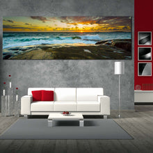 Load image into Gallery viewer, sweden  ocean  canvas  print  dramatic  yellow  sky  sea  panoramic  canvas  wall  art  brown  ocean  landscape  wide  canvas For Living Room
