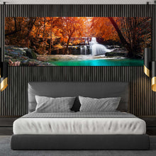 Load image into Gallery viewer, thailand  forest  canvas  print  white  mae  kamin  waterfall  1  piece  canvas  wall  art  exotic  waterfall  in  orange  forest  canvas  artwork  blue  water  scenery  wide  canvas For Bedroom
