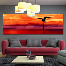Load image into Gallery viewer, tobago  island  canvas  print  flying  bird  silhouette  panoramic  canvas  beautiful  orange  sky  red  sea  1  piece  wall  art In Living Room
