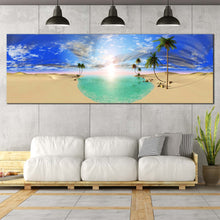 Load image into Gallery viewer, tranquil  desert  lake  canvas  wall  art  green  trees  and  cloudy  sky  1  piece  canvas  print  for Living Room
