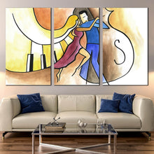 Load image into Gallery viewer, triptych dancing couple music piano abstract canvas print For Living Room
