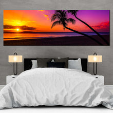 Load image into Gallery viewer, tropical  island  canvas  wall  art  colorful  sky  ocean  canvas  print  yellow  sunset  ocean  beach  panoramic  canvas  artwork For Bedroom
