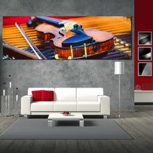 Load image into Gallery viewer, violin  instrument  canvas  wall  art  colorful  violin  close  up  panoramic  canvas  print  elegant  violin  canvas  artwork In Living Room'
