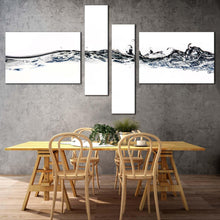 Load image into Gallery viewer, water splashing canvas wall art water abstract element 4 piece canvas white grey abstract liquid water canvas print In Dining Room
