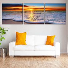 Load image into Gallery viewer, white  Ocean  wave  at  Dawn  Triptych  Decor For Living Room
