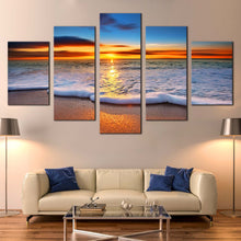 Load image into Gallery viewer, white  sea  wave  at  sunset  5  Piece  photography  prints In Living Room
