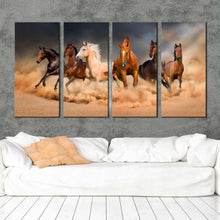 Load image into Gallery viewer, wild horse canvas print running horses 4 piece canvas wall art In Living room
