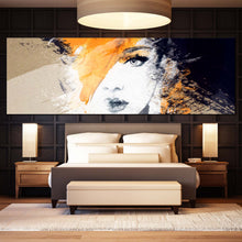 Load image into Gallery viewer, woman  abstract  canvas  art  fashion  illustration  orange  portrait  for bedroom
