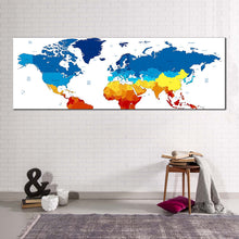 Load image into Gallery viewer, world  map  canvas  wall  art  detailed  world  map  canvas  artwork  colorful  map  of  continents  1  piece  canvas  print In Living Room
